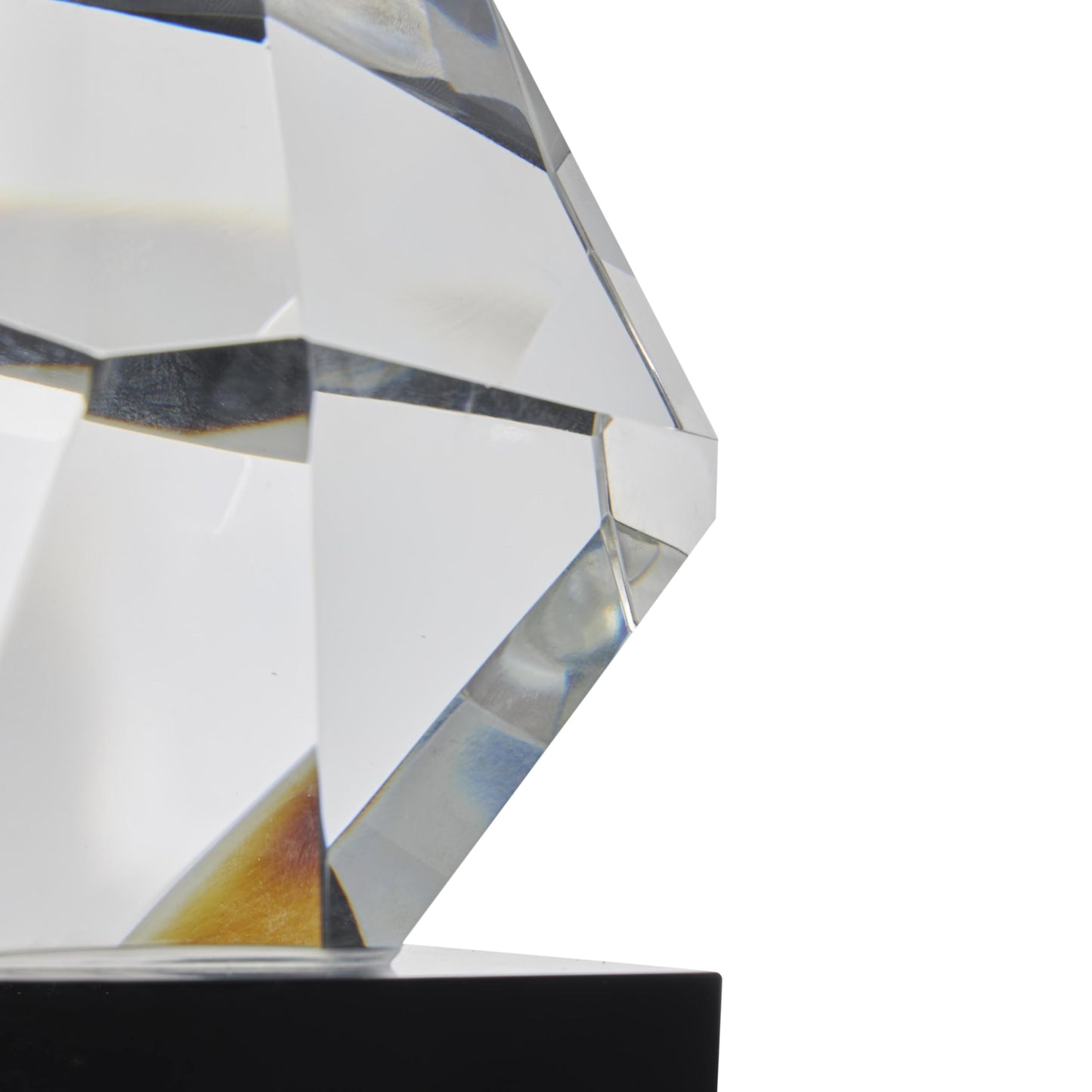 Deco 79 Glass Abstract Decorative Sculpture Cut Stone Inspired Home Decor Statue with Black Base, Accent Figurine 4" x 4" x 7", Clear
