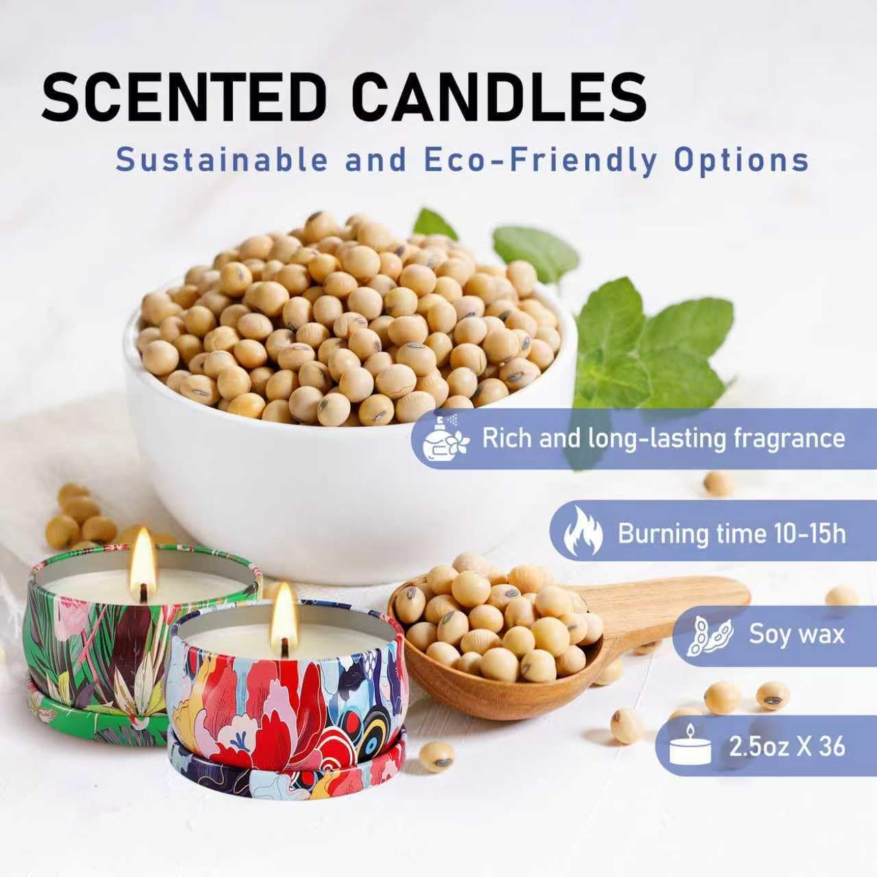 Scented Candles Gifts Set 36 Pack Soy Wax Travel Tin Jar Candles for Home 2.5 OZ for Mom for Christmas, Home Scented Decoration Relaxation, Thanksgiving, Mother's Day.