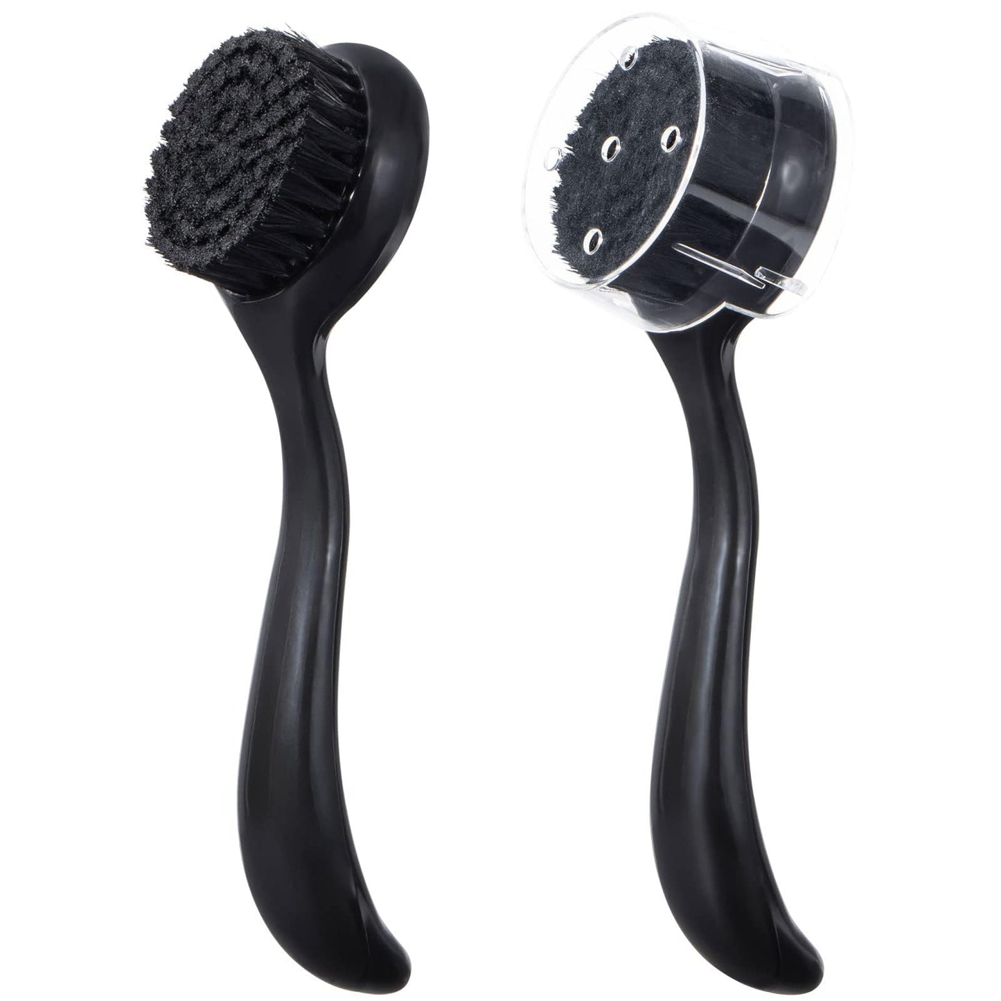 2 Pcs Large Facial Cleansing Brush, Face Brush Cleanser, Upgraded Soft Exfoliating Face Wash Brush Face Scrubber for Skincare, Black Charcoal Bristles Glitter Handle