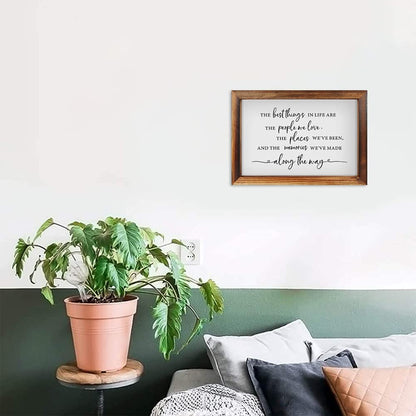 CHDITB The Best Things In Life Framed Wood Sign Plaque(16"×11"), Wooden Wall Table Sign with Scripture Bible Verse Quotes, Vintage Family Sign Housewarming for Home Bedroom Farmhouse Guest Room