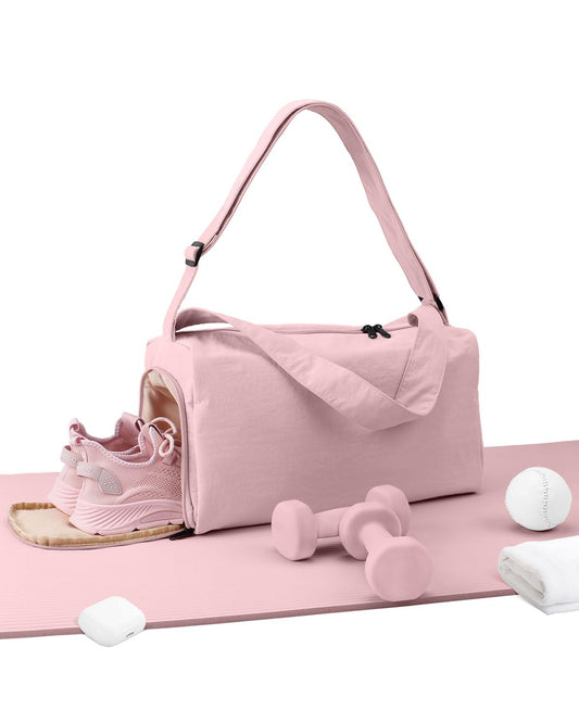 Small Gym Bag for Women with Shoes Compartment, Stylish Duffle Travel Bag for Plane, Lightweight Duffle Bag for Women & Men, Sport Gym Tote Bag with Wet Pocket for Yoga, Pilates, Swimming