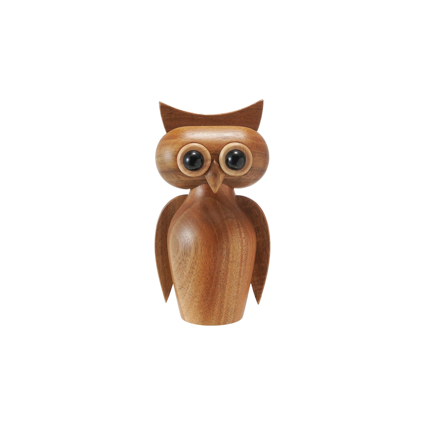 Creative Co-Op Acacia Wood Owl Shaped Salt and Pepper Mill, Natural and Black Finish