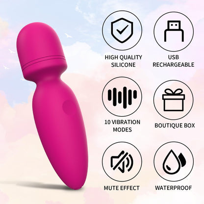 Fuwyiy Mini Manual Back Massagers,Gifts for Women Small Cordless Handheld Massager with 10 Modes, Personal Handheld Massager for Neck Shoulder Back Body（RED）