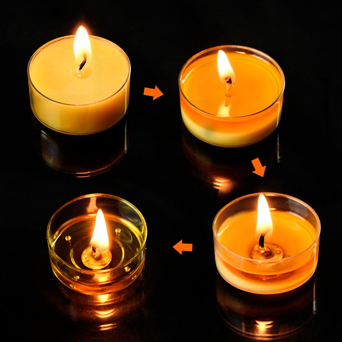 25PCS Pure Beeswax Tealight Candles, Natural Scent, Clear Cup