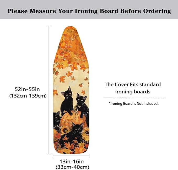 Fall Leaves Cat Pumpkins Ironing Board Covers Standard Washable Ironing Board