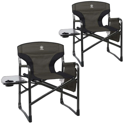 EVER ADVANCED Aluminum Lightweight Folding Director Chair, 350lbs Heavy Duty Camping Chair with Side Table & Storage, 19" Joint-Friendly Height Easy to Stand, Portable Makeup Artist & Vendor Chair