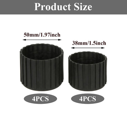 8Pcs Rubber Leg Caps for Fitness Equipments 1.5" & 1.97" Round Exercise Machine Rubber Tips Black Floor Protector for Recumbent Exercise Bike Exercise Bench Stair Stepper Non-Slip Noise Reducing