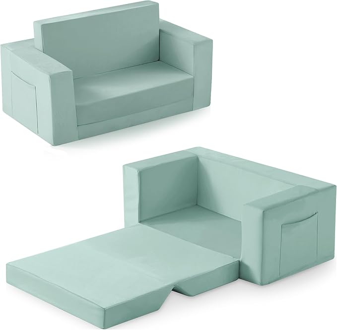 Kids Couch, 2-in-1 Toddler Chair Comfy 1-3 Years, Convertible Kids Chair