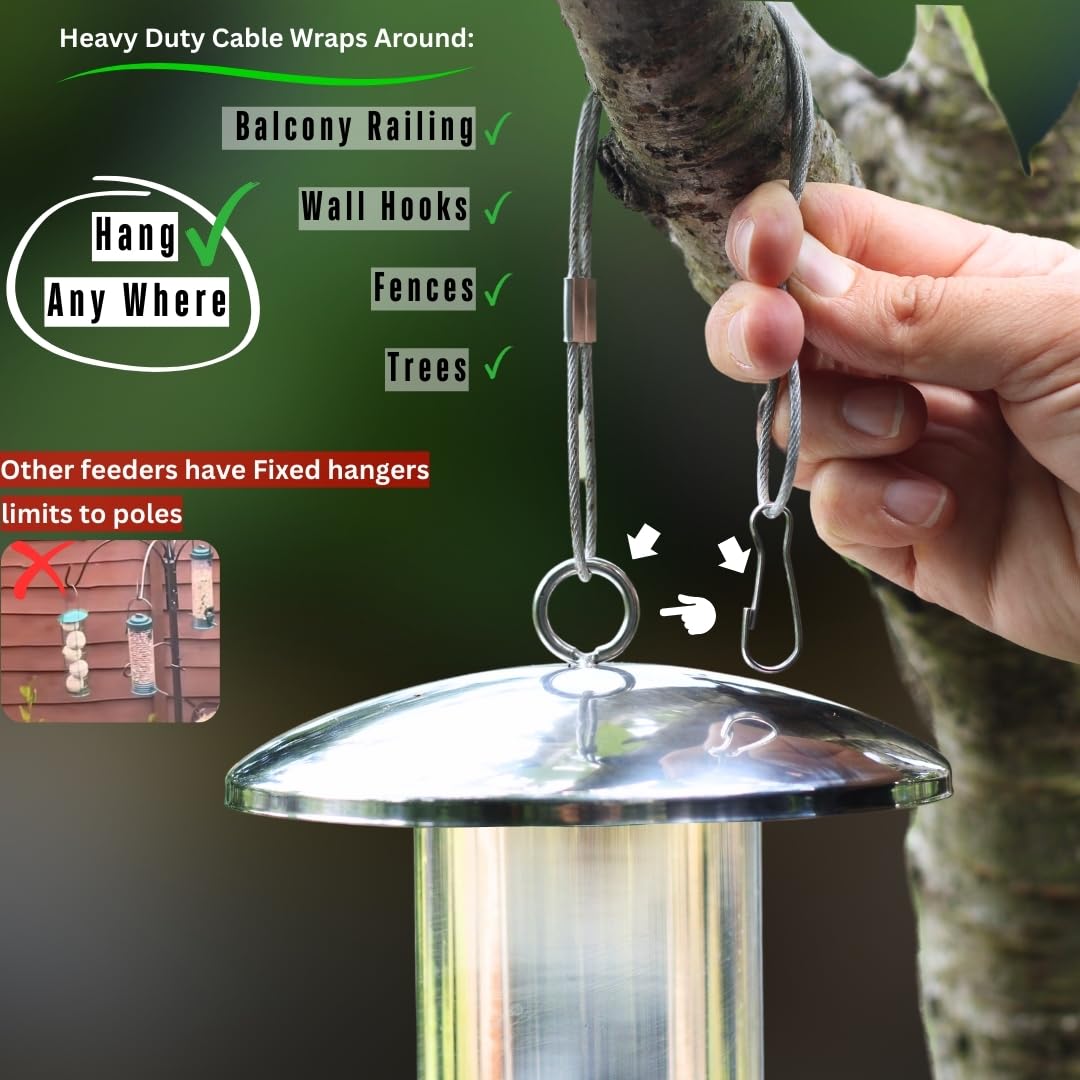 HEAVY DUTY stainless steel metal bird feeder, easy clean garden bird seed feeders hanging, bird feeders for small birds, bird feeders hanging for wild bird, hanging bird feeder for backyard BY PROVIDE