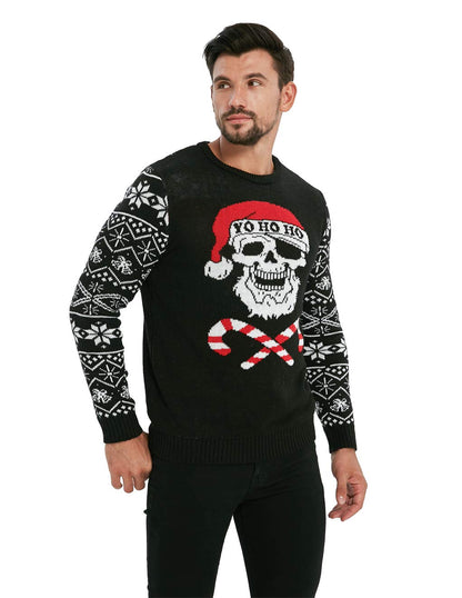 VENTELAN Men's Ugly Christmas Sweater Funny Santa Xmas Crew Neck Sweaters
