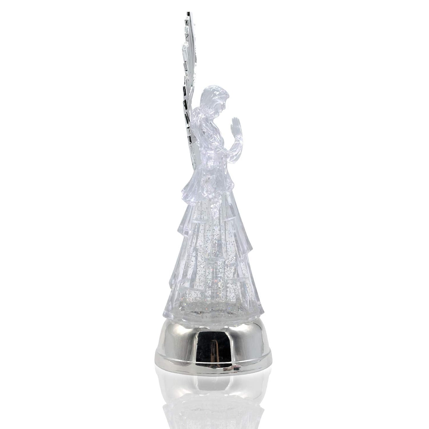 DRomance 14" Angel Snow Globe Lantern Battery Operated with 6 Hour Timer Color Changing LED Light Praying Angel Swirling Glitter Water Lamp Thanksgiving Christmas Holiday Decor Gift