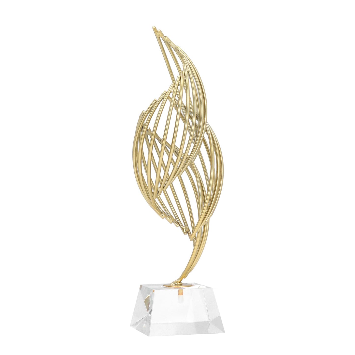 Metal Abstract Decorative Sculpture with Base Modern Luxury Metal Abstract Art Home Decor Statue for Desk Shelf Decor (Crystal White)