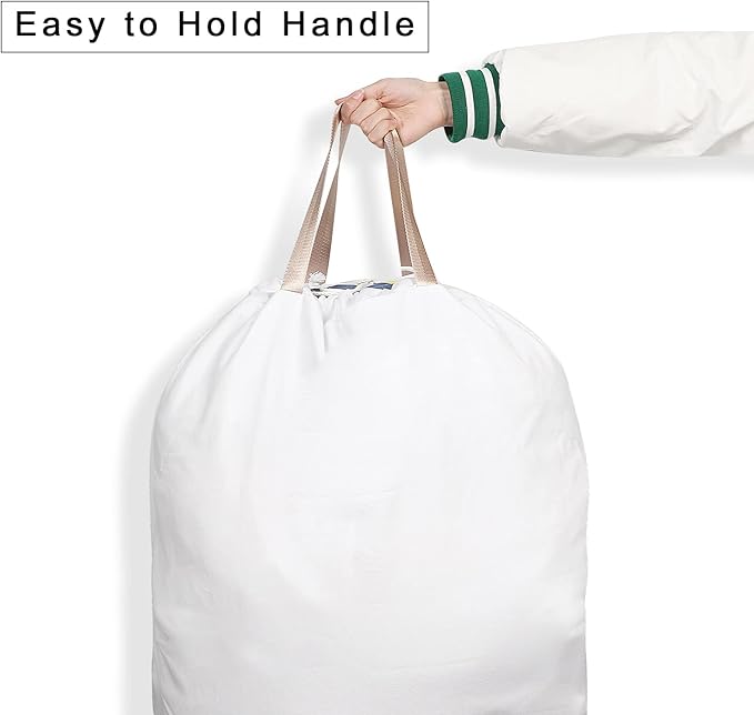 Cotton Canvas Laundry Bag with Handles & Drawstring Straps, Heavy Duty Extra