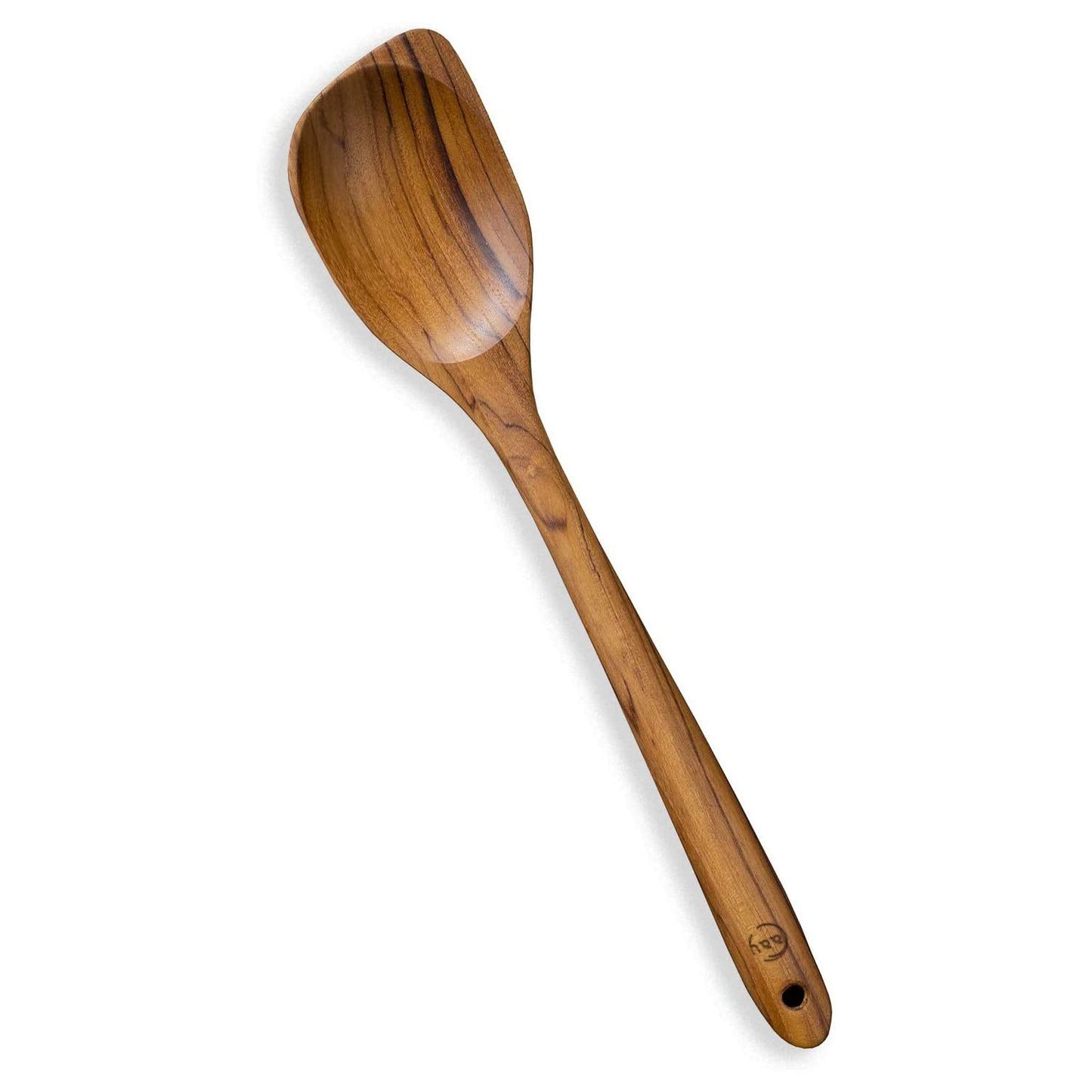 Teak Wooden Spoon for Cooking, Right Hand Corner Spoon, Nonstick Cookware