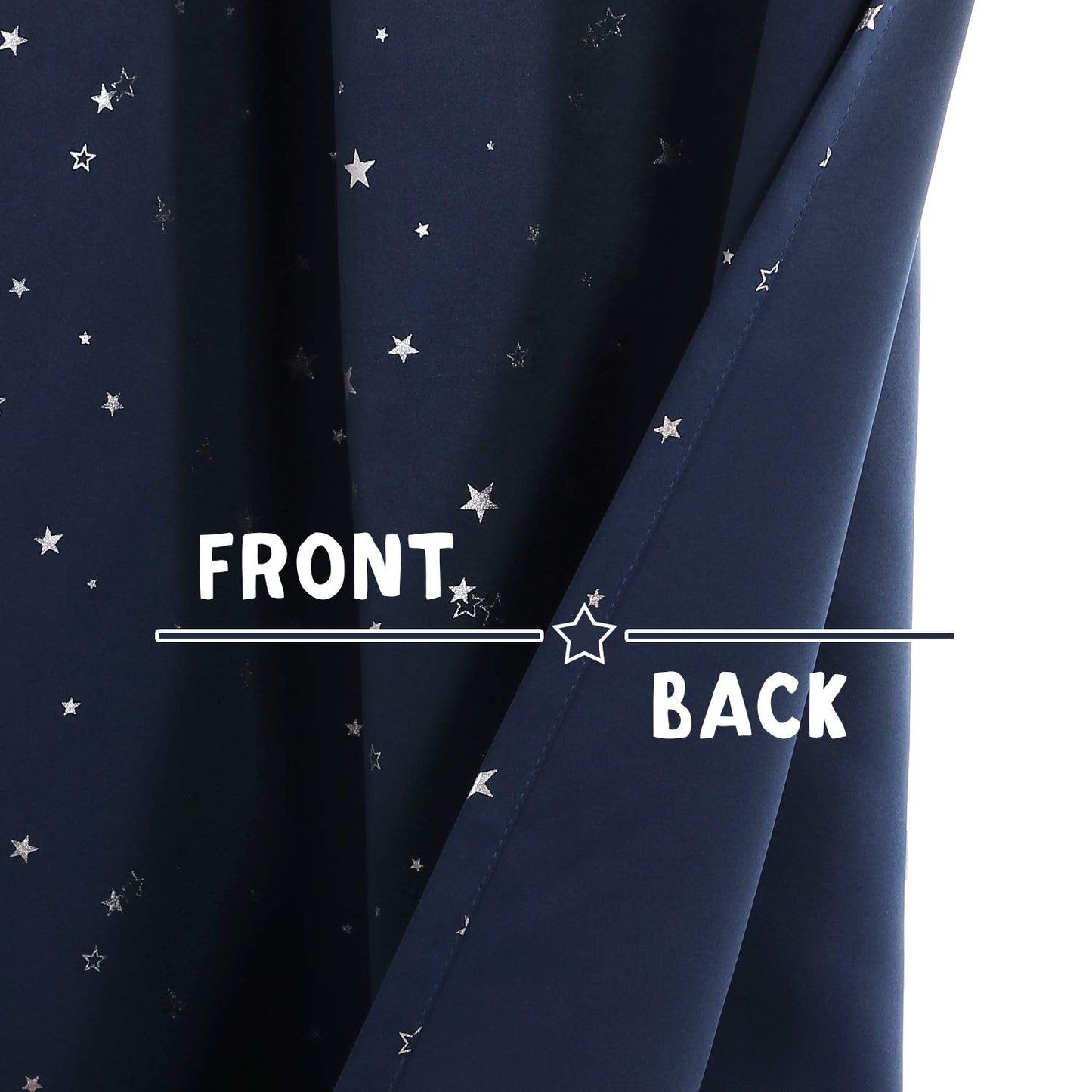 PrinceDeco Blackout Kids Curtains for Bedroom Thermal Insulated Silver Twinkle Star Curtains for Boys Antique Grommet Top Window Treatment 2 Panels Drapes for Nursery (52" W x 84" L, Navy/Silver)