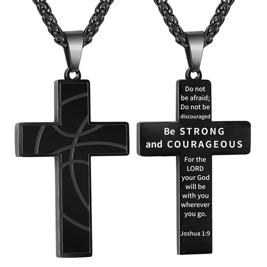 GLITTO Basketball Cross Necklace for Boys Men Christian Religious Chain Baptism First Communion Confirmation Jewelry Graduation Gifts Teenage Teen Kids Age Accessories Stuff