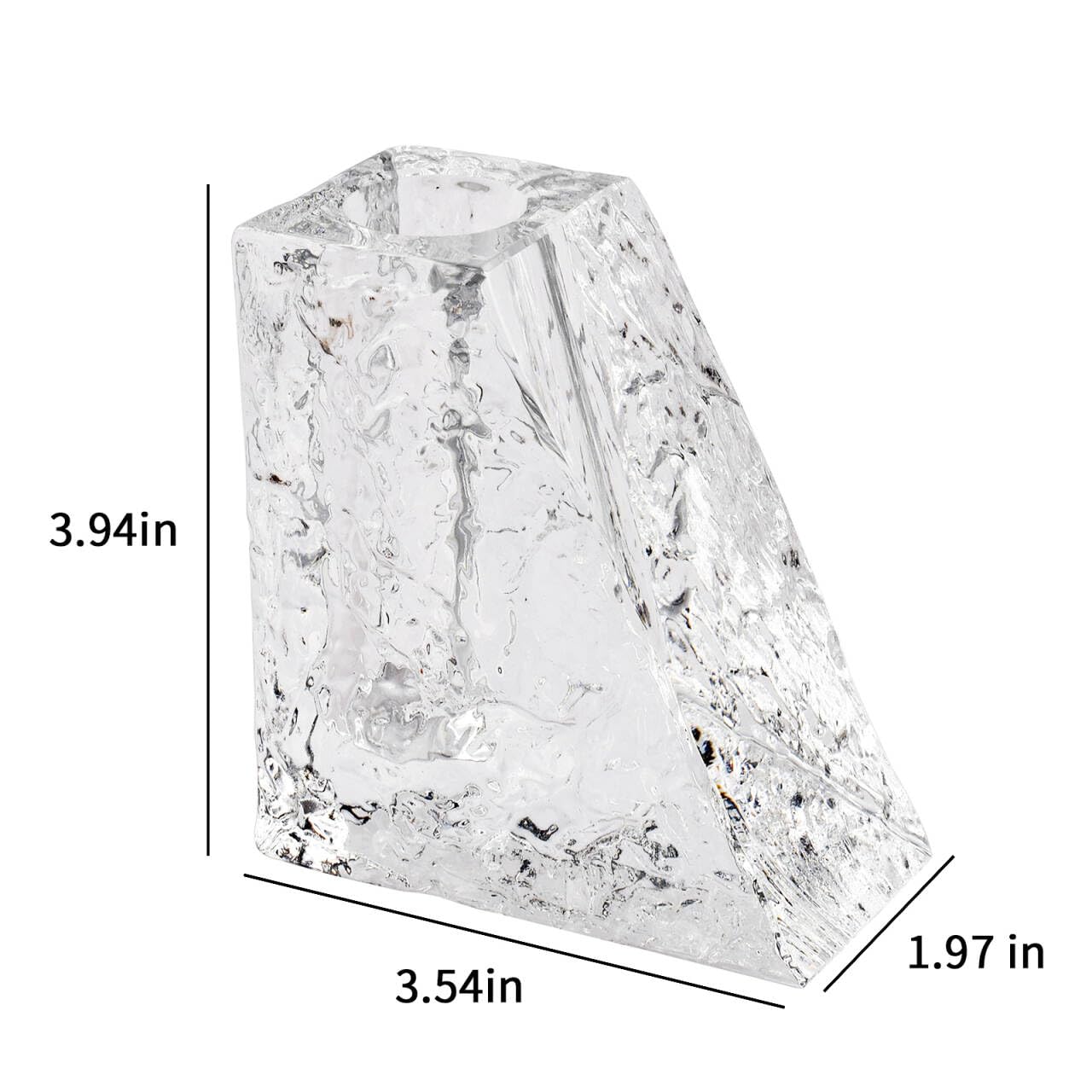 Marvala Crystal Flower Vase with Glacial Texture, Clear, Handcrafted Centerpiece for Wedding, Home Decor, Table Display