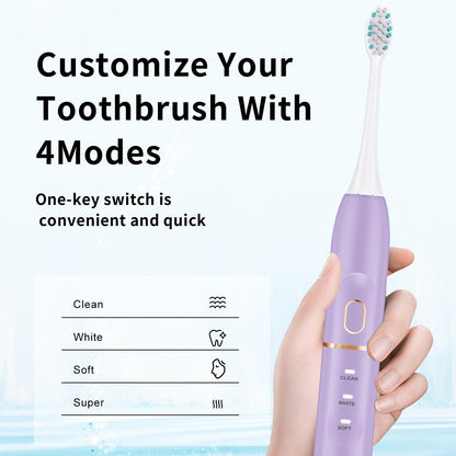 Electric Toothbrush Set, Comes with 8 Brush Heads & Travel Case,4 Modes with 2 Minutes Built in Smart Timer, One Charge for 60 Days, 42000 VPM Motor (Black)