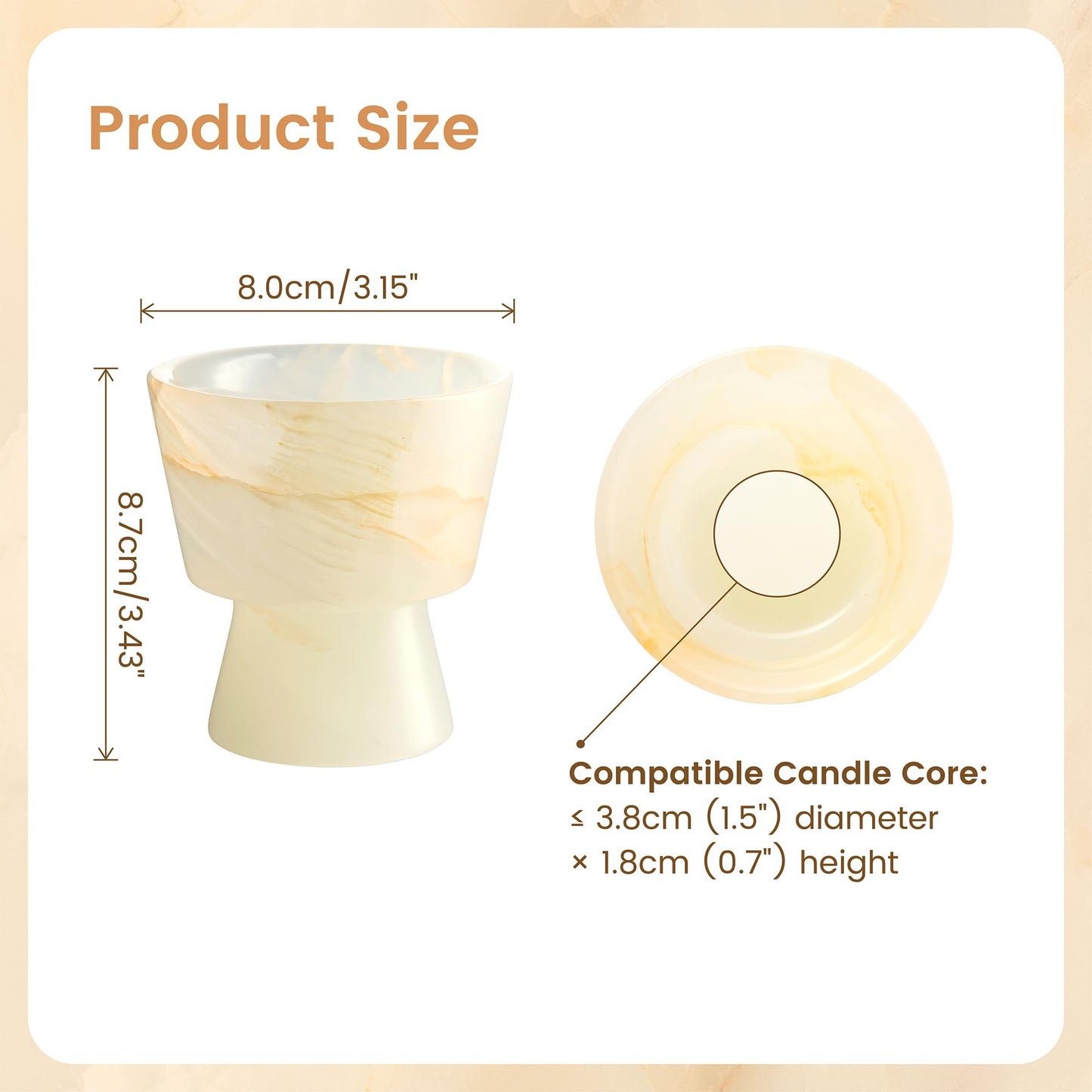 GarnCeilo Marble Candle Holder, Empty Tealight Candle Decor Holders, Amber White
