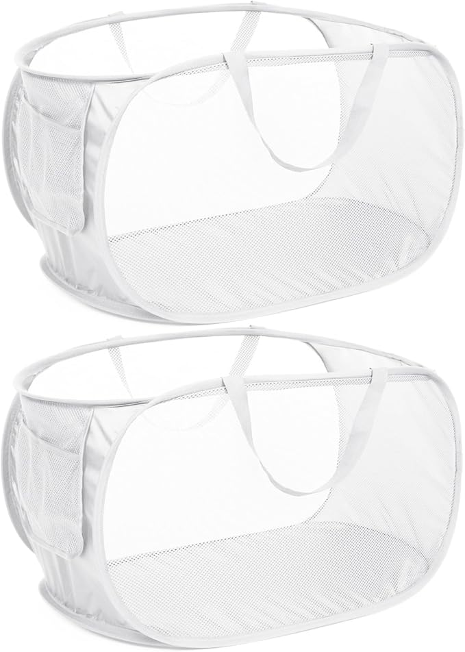Strong Mesh Pop Up Laundry Basket, Collapsible Laundry Hamper