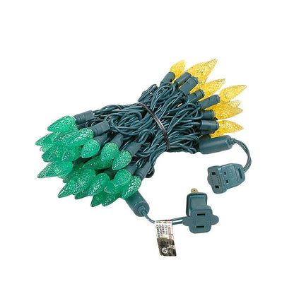 Novelty Lights 24FT 70 LED C6 Christmas String Lights, Outdoor Tree Commercial Grade LED Lights, Permanent Decorations (Green/Yellow)