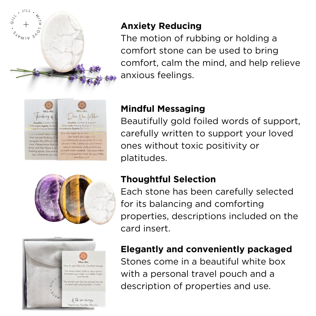 Thinking of You Comfort Worry Stones – Sympathy & Bereavement Gifts for Loss of Loved One, Memorial Grief Gift for Adults & Children, Remembrance Healing Crystals, in Loving Memory Condolence Gift