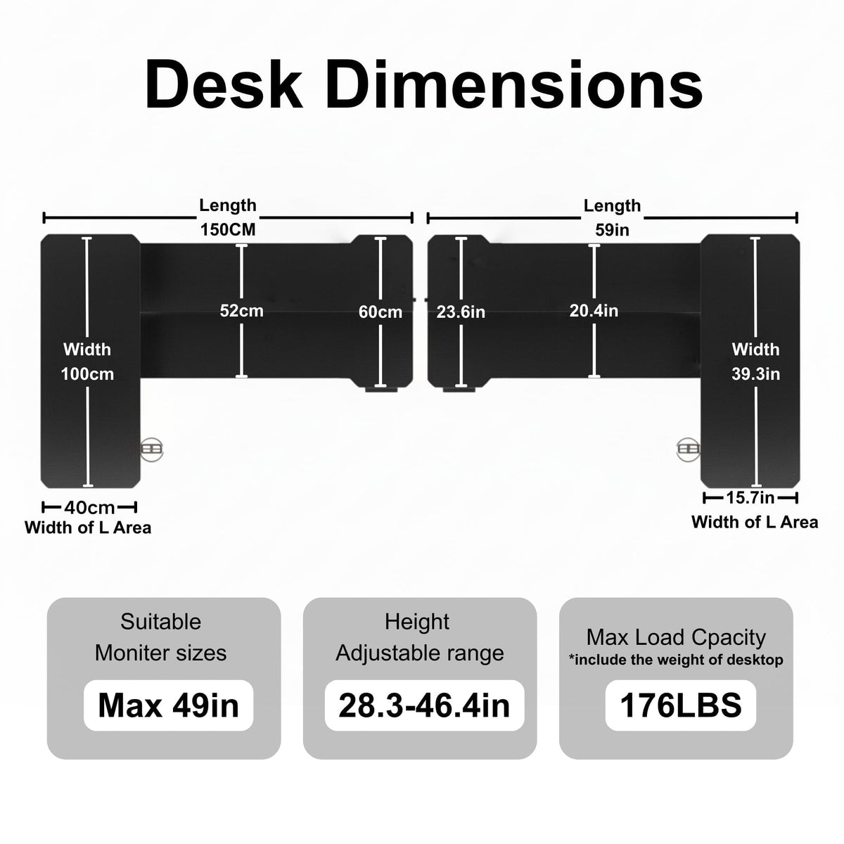 Acrolix L Shaped Electric Standing Desk - 59x40 Inch Reversible Corner Sit Stand Desk with Hook&Cup Holder,Electric Height Adjustable Table,for Home Office Gaming Computer Desk, Rustic Brown