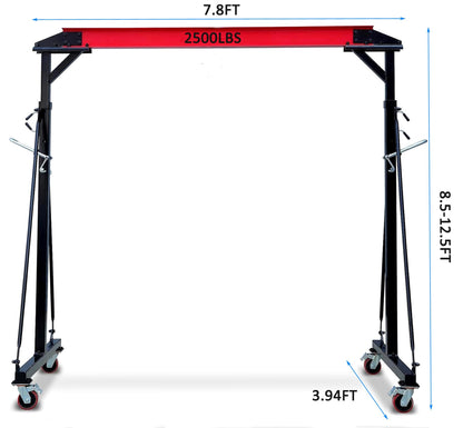 Adjustable Gantry Crane - 2 Ton (5000Lbs) Capacity Portable Hoist Frame, Shop Crane Hoist, Trolley, Sling, Shackles, Hooks and Festoon System, Lifting Gantry for Factories, Warehouses, Garage (2 Ton)