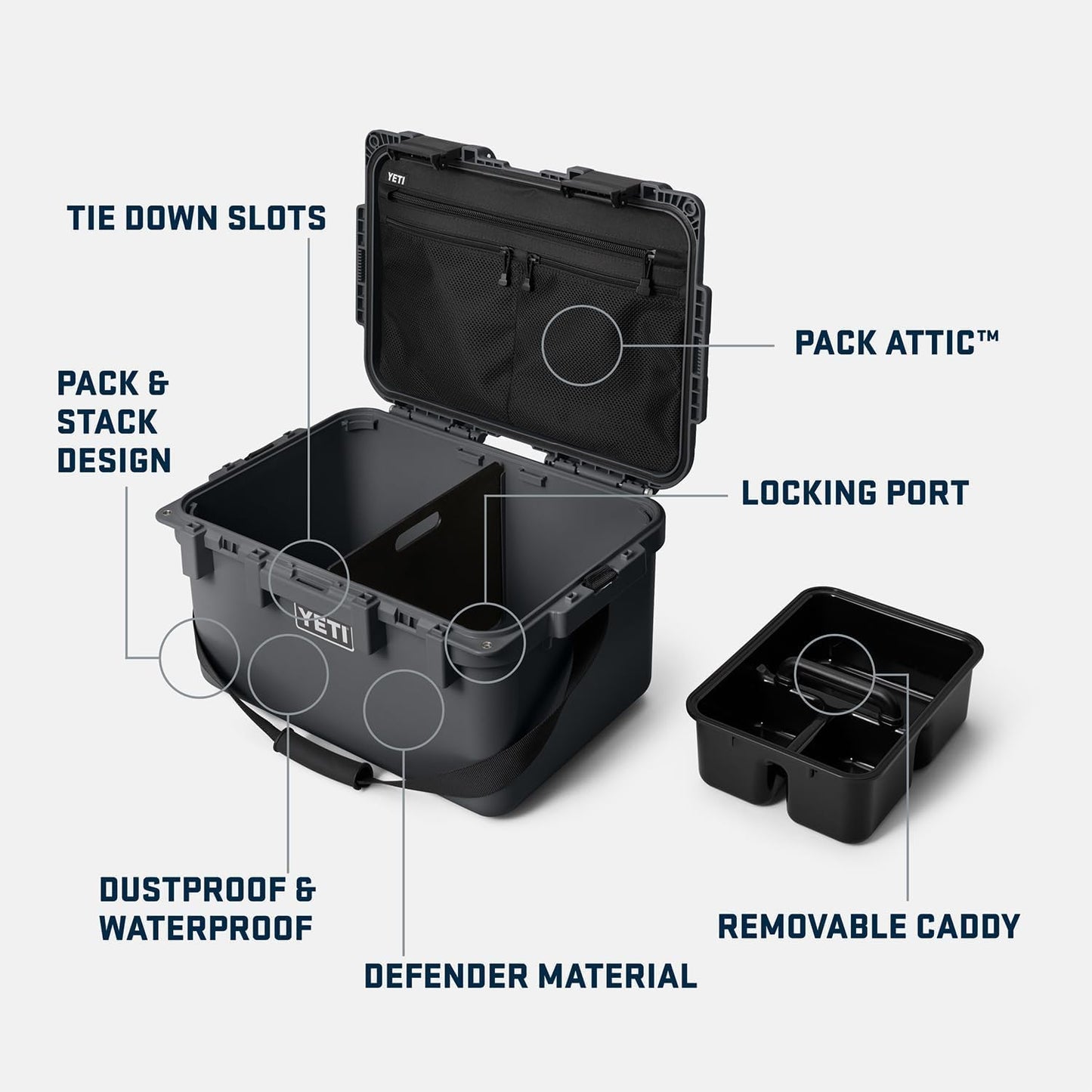 YETI LoadOut 30 GoBox Divided Waterproof Cargo Case, Dry Box, Camera Case, Fishing Tackle Box, Rescue Red