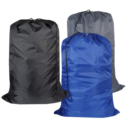 UniLiGis Washable Travel Laundry Bag with Drawstring, Large Dirty Clothes Bag Fit a Laundry Basket or Clothes Hamper, Enough to Hold 4 Loads of Laundry,26x39 inches (RoyalBlue Black Grey)