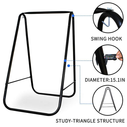 PIRNY Hammock Chair Stand,Include Large Hanging Indoor Swing,MAX Load 500 LBS, Heavy-Duty Steel Hammock Stand for Indoor Outdoor(Grey)