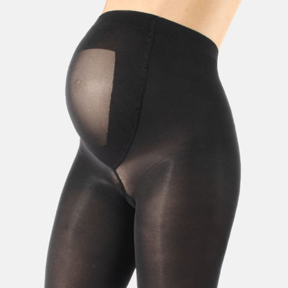 CALZITALY - 2 PAIRS Semi Opaque Maternity Tights, Pregnancy Tights, ComfortableMaternity Pantyhose, 40 DEN | MADE IN ITALY | (L, Black Color)