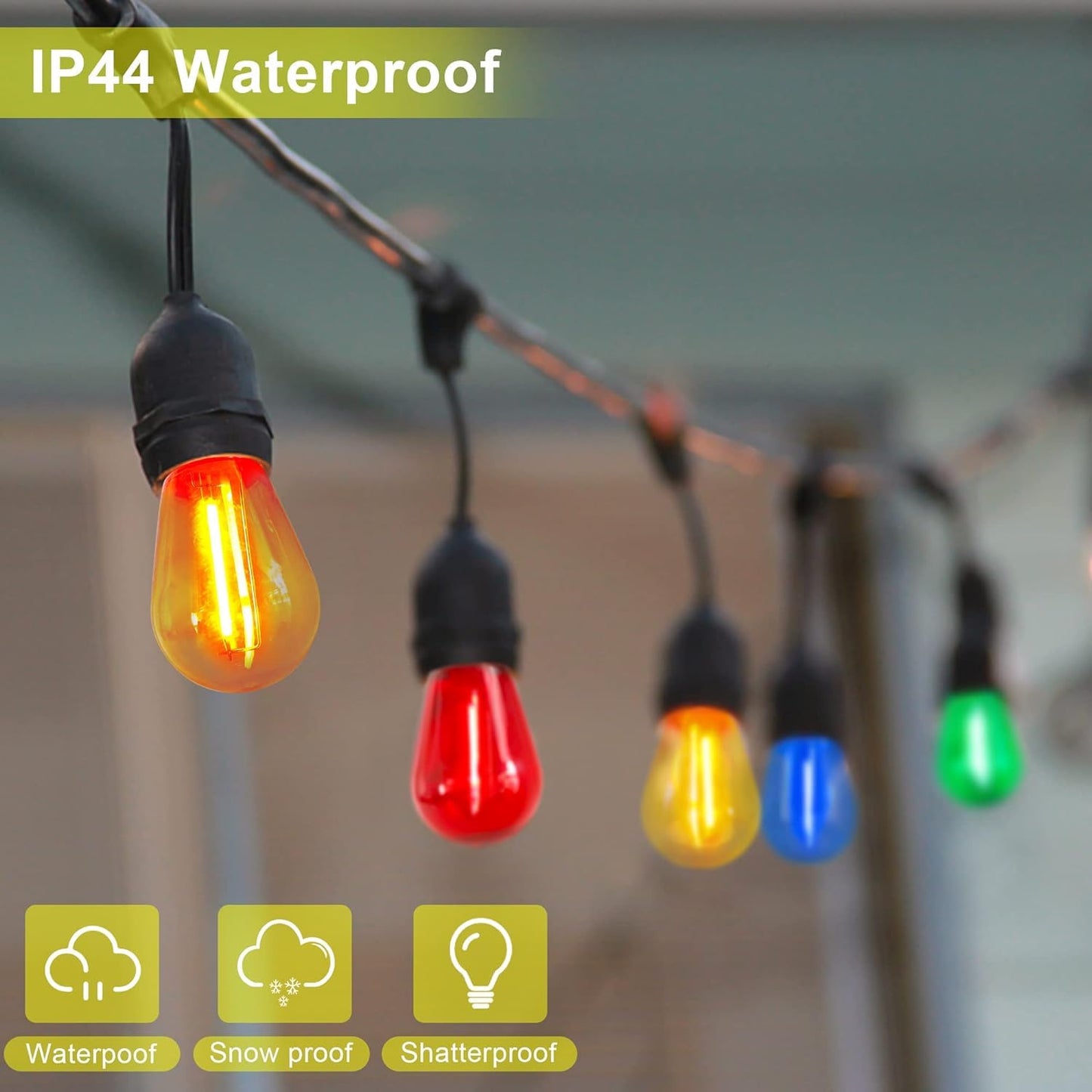Sxminer 15 Pack S14 LED Bulbs Yellow Led String Light Bulbs 1W Plastic Shatterproof LED Replacement Bulb E26 Base Edison Decorative Bulb Outdoor String Light for Christmas Halloween Patio Party Decor