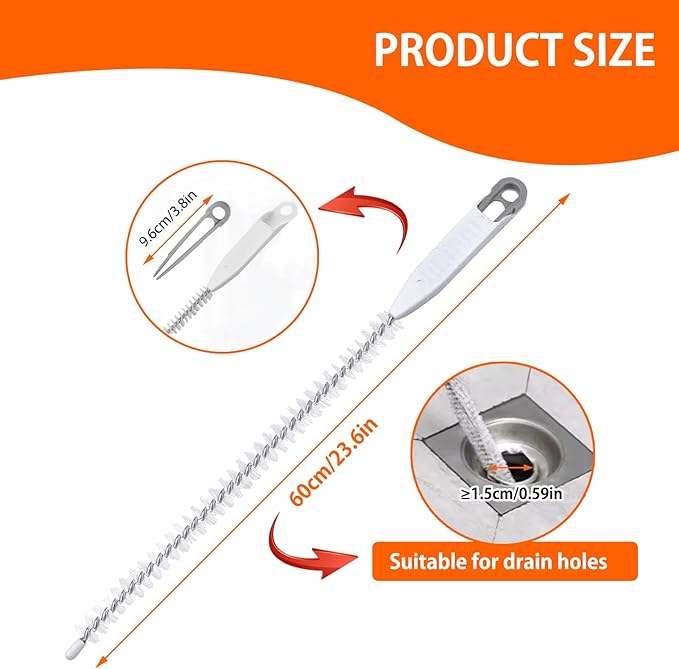 Upgraded Sink Drain Overflow Cleaning Brush, 23.6" Sewer Drain Brush, Bendable