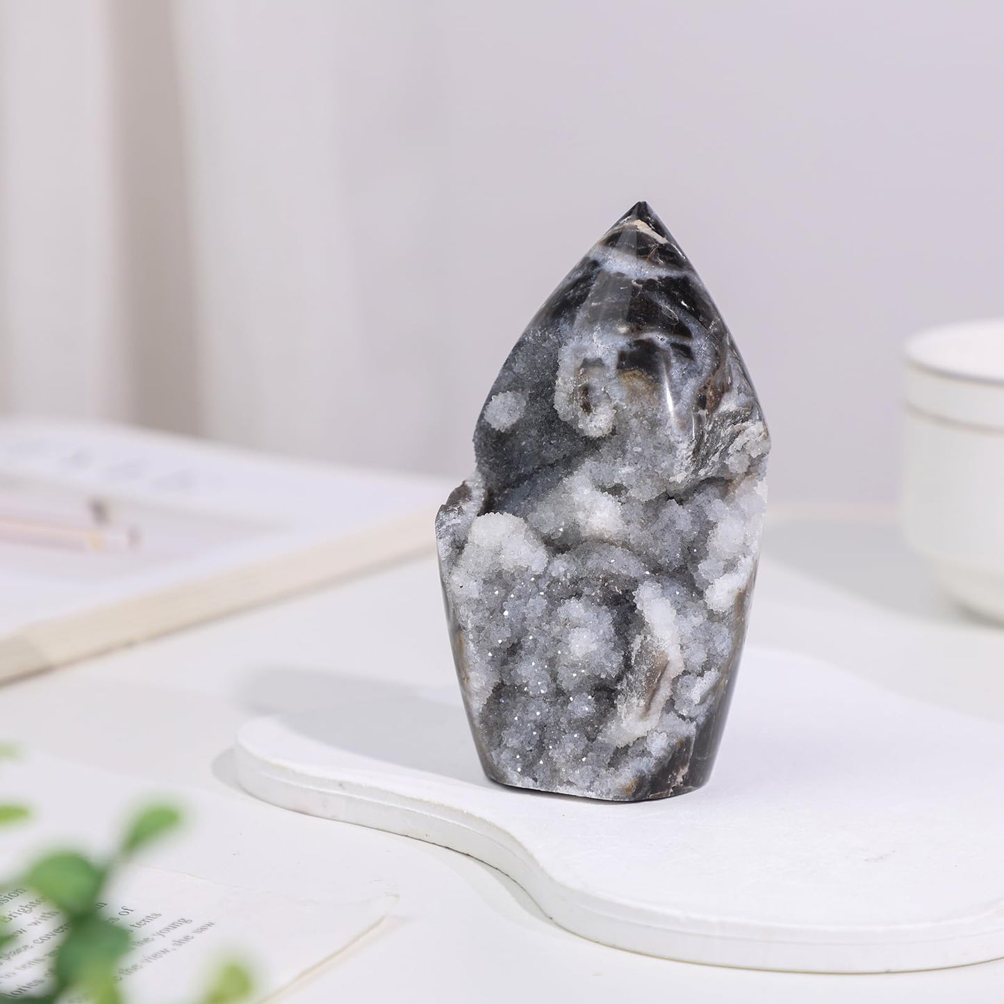 mookaitedecor Natural Sphalerite Geode Tower Crystal Cluster, Self-Standing Stone Point Rock Mineral Specimen for Collection Home Decor, 0.44-0.66 LB