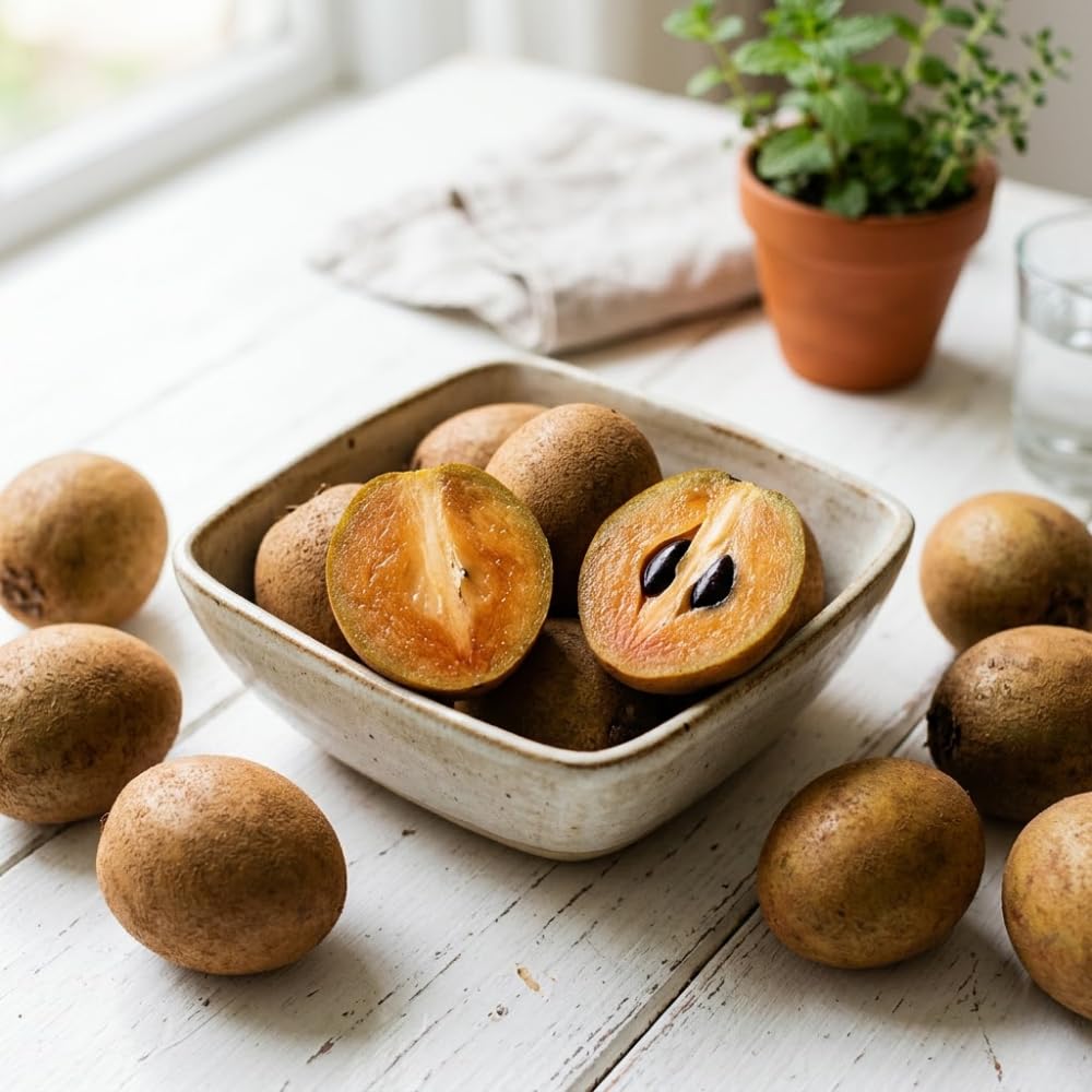 Live Sapodilla Tree, Sapodilla Tree Live Plant, 2-3 Ft Tall, 3 Gallon Pot, Tropical Fruit Plant, Sweet Edible Fruit, Ideal for Outdoor Garden, No Ship to CA