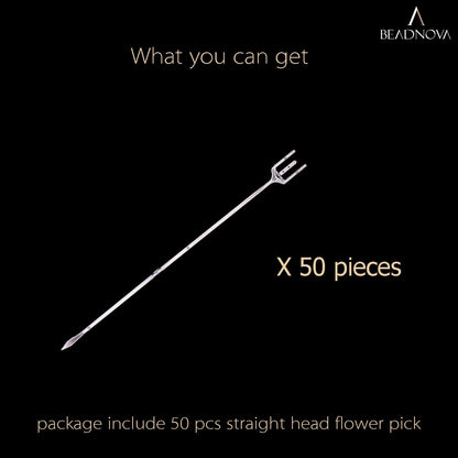 BEADNOVA Floral Card Holder Picks 50pcs 12inch Flower Plastic Floral Pick Holder for Card Photos Wedding Birthday Party Decoration (Fork Shape Head)