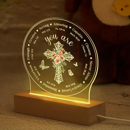 Christian Night Light - Bible Verses Acrylic Night Light for Women - Inspirational Religious Gift Decor for Birthday Christmas