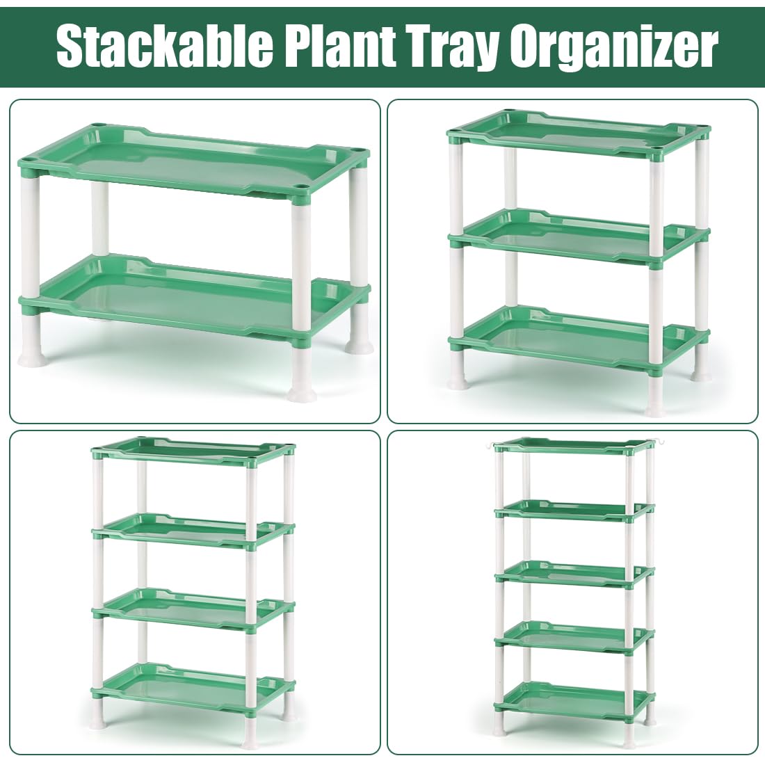RooTrimmer 5-Tier Seed Starter Tray, Plant Stand with Grow Lights Full Spectrum Sunlike Plant Light for Indoor/Greenhouse Small Plant Pots, Cell Trays, Succulents, Seedlings Gardening