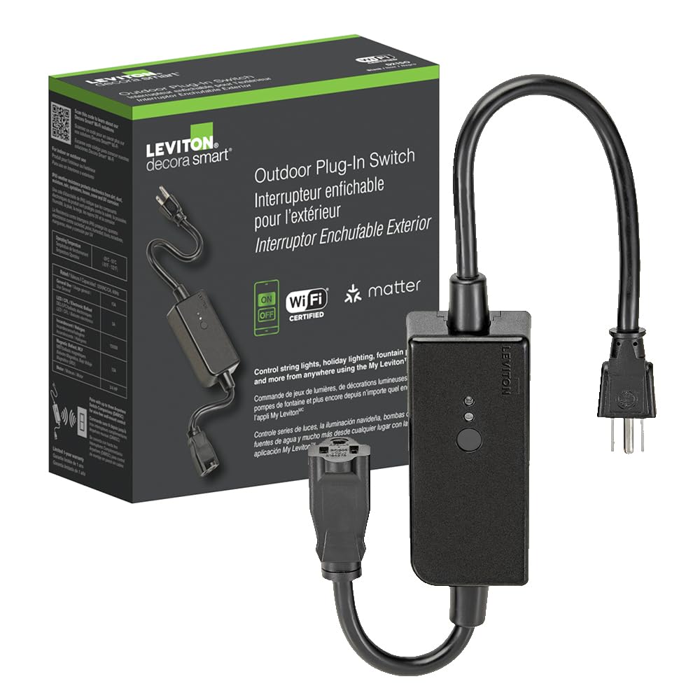 Leviton Decora Smart Switch, Wi-Fi 2nd Gen, Neutral Wire Required, Works with Matter, My Leviton, Alexa, Google Assistant, Apple Home/Siri & Wired or Wire-Free 3-Way, D215S-1RW, White