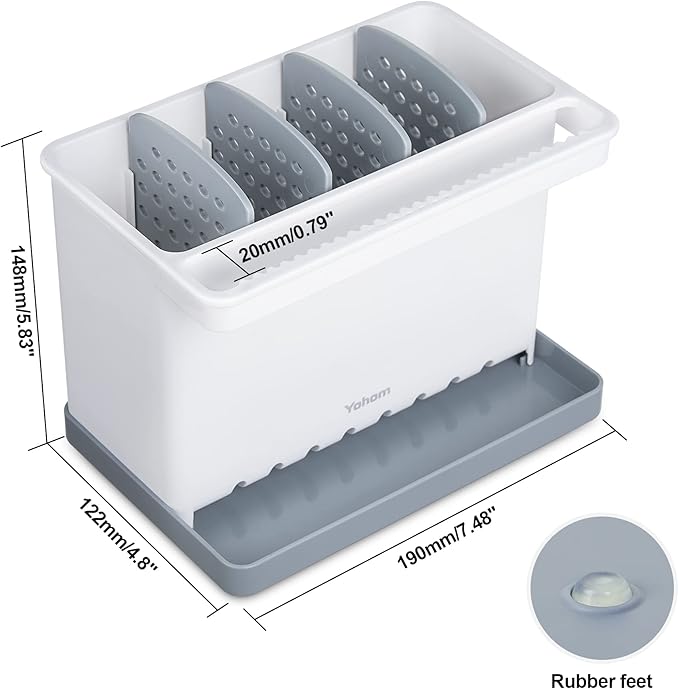 YOHOM Sink Brush Holder for Kitchen Sink Sponge Caddy Countertop Organizer