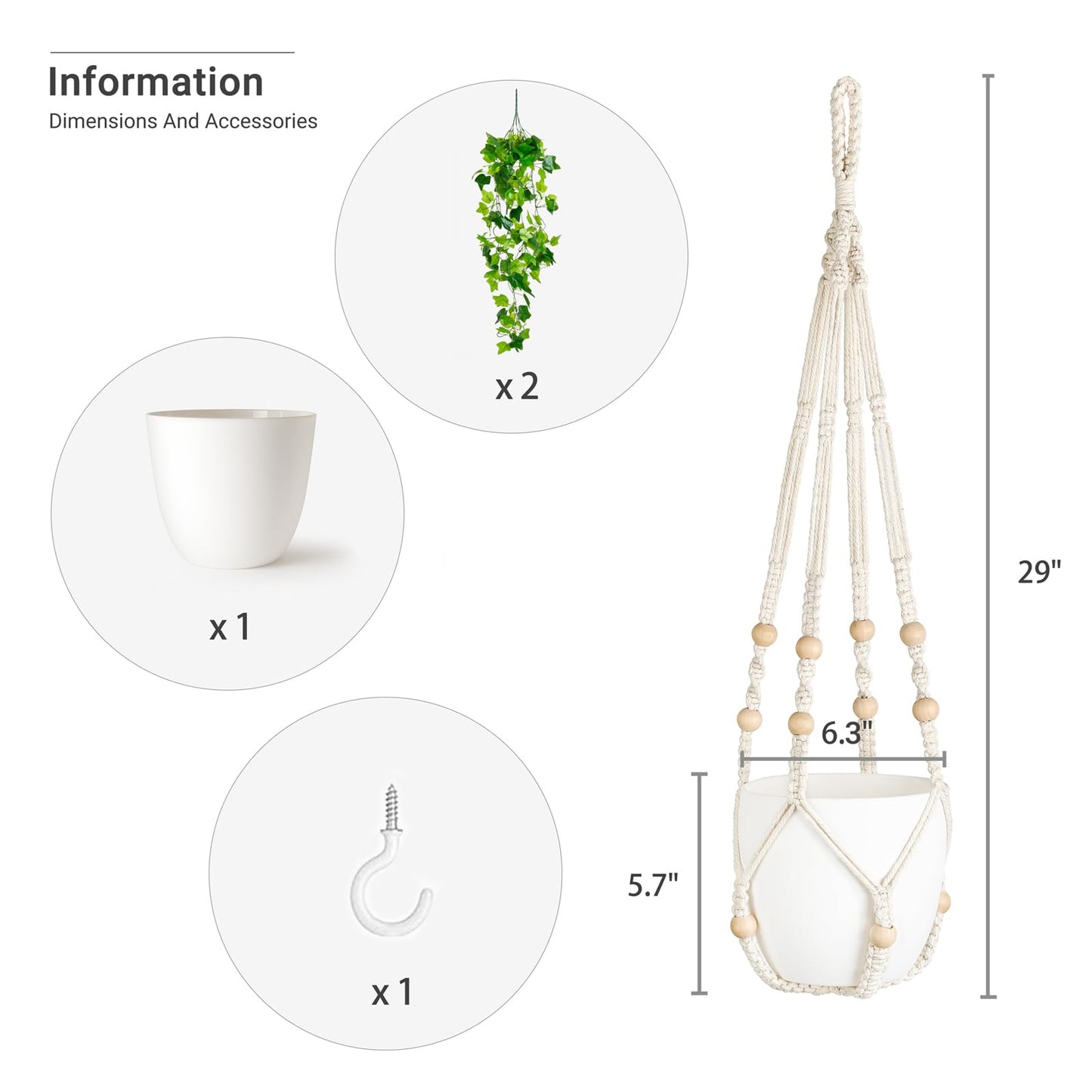 Dahey Fake Hanging Plants Artificial Decor Macrame Hanger with Artificial Vines in Pots Greenery for Wall Ceiling Bedroom Bathroom Indoor Home Decor, 1 Pack