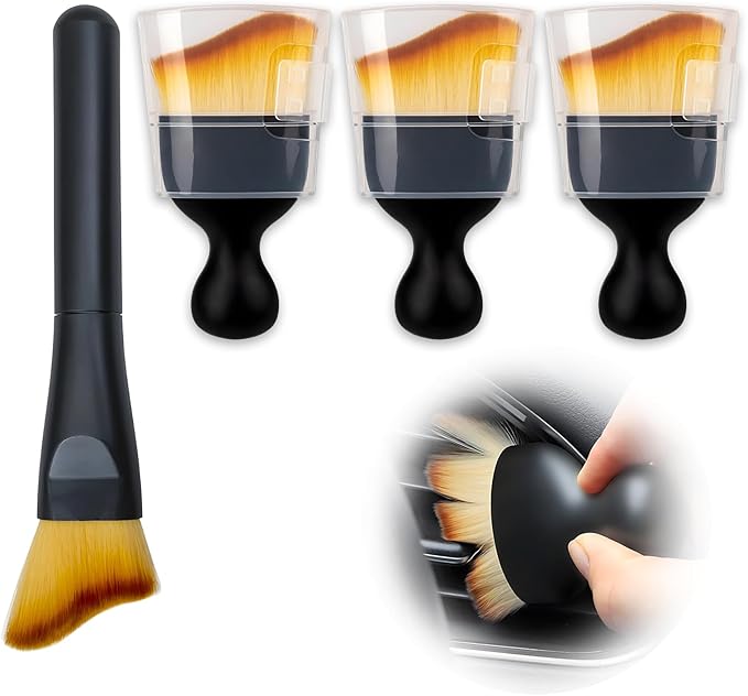 4PCS Car Interior Dust Brush, Soft Microfiber Bristles, Car Detailing Brush