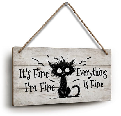 YZEXEZY It's Fine I'm Fine Everything is Fine Sign 6"x12"Funny Home Office Wall Decor Cute Inspirational Gift for Work, Office, Christmas