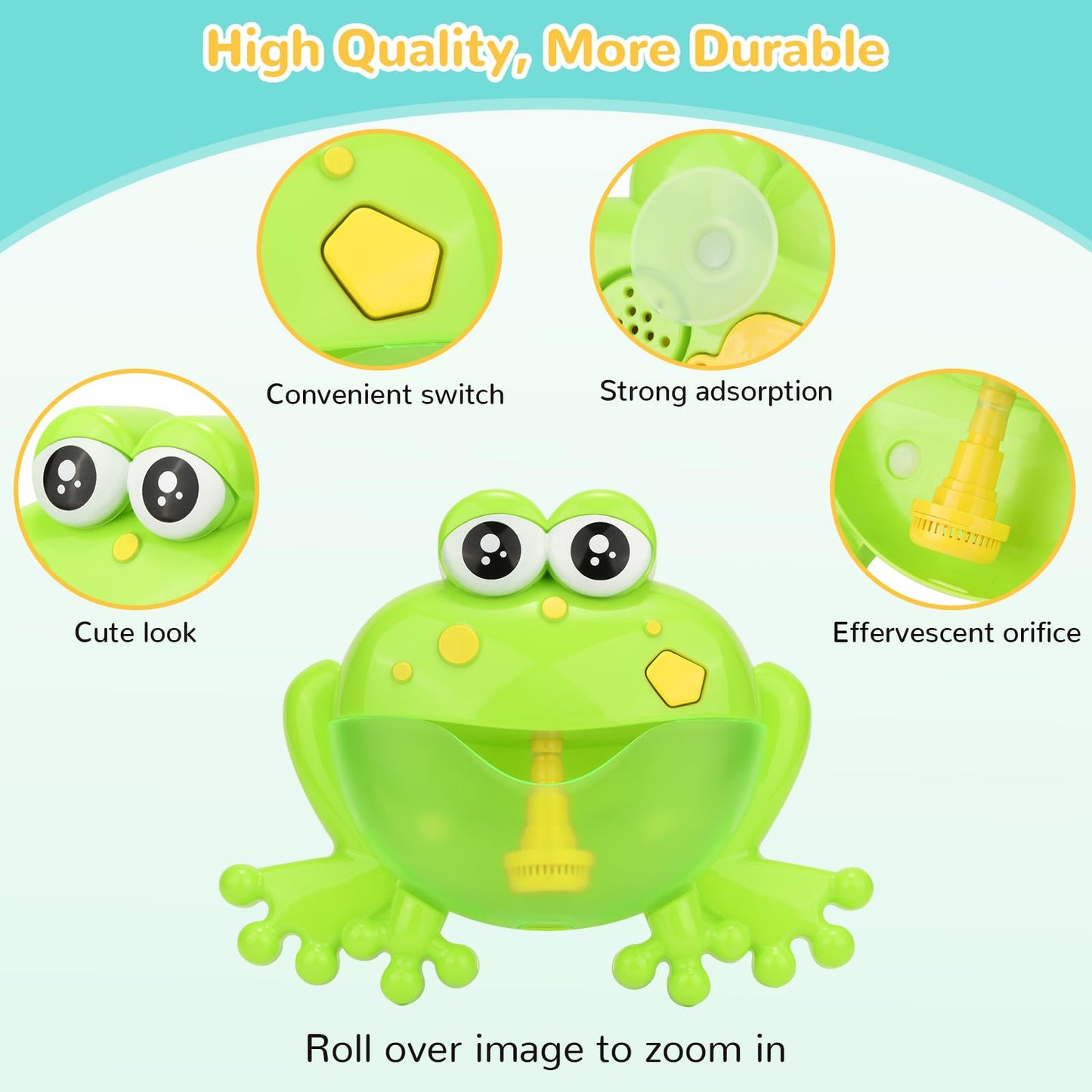 Light Up Baby Bath Bubble Toy with 24 Classical Nursery Rhymes, Automatic Frog Bubble Maker for Kids
