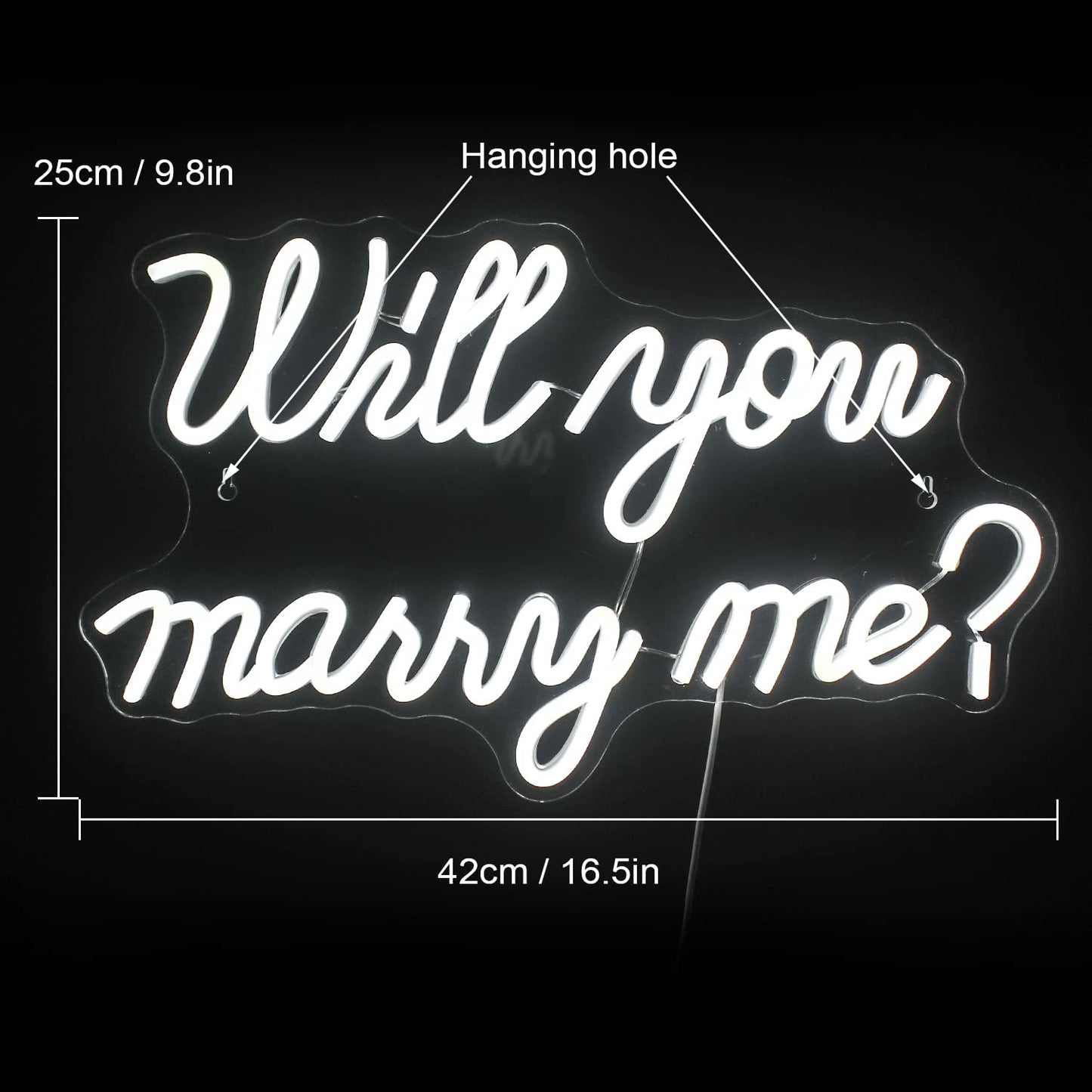 Wanxing Will You Marry Me Neon Sign - Marry Me Sign, White LED Wedding Proposal Decorations for Valentine's Day, Girlfriend