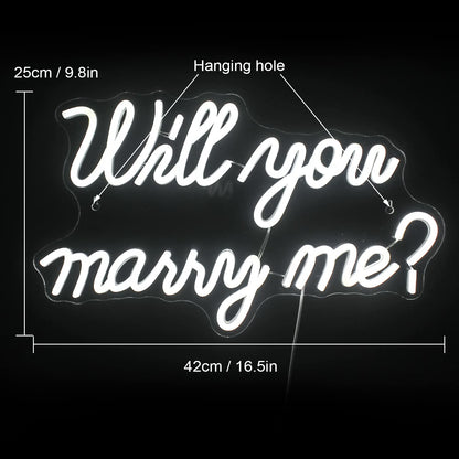Wanxing Will You Marry Me Neon Sign - Marry Me Sign, White LED Wedding Proposal Decorations for Valentine's Day, Girlfriend