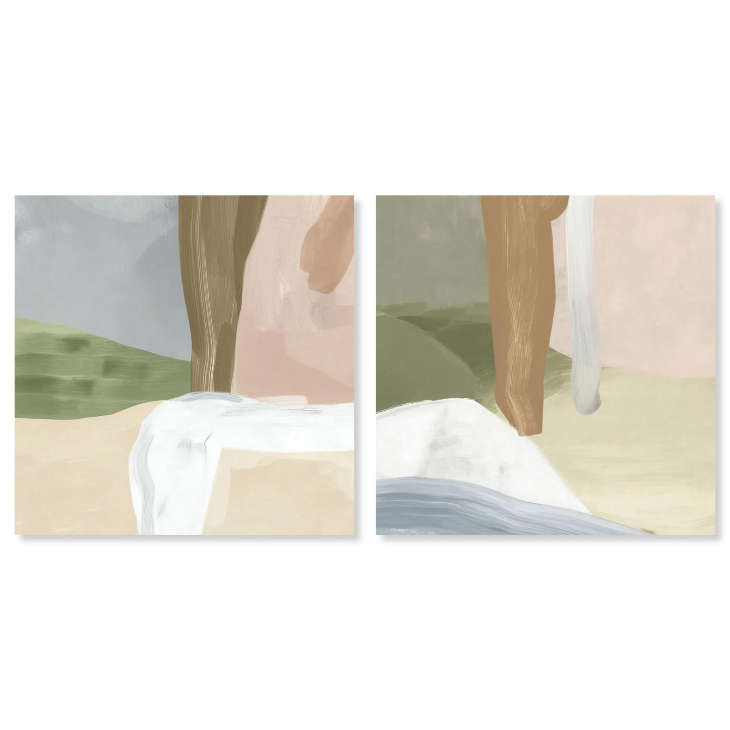 Mineral Duo Canvas Print Sage Wall Art Set by Art Remedy, Gallery Wrapped, 24 x 24