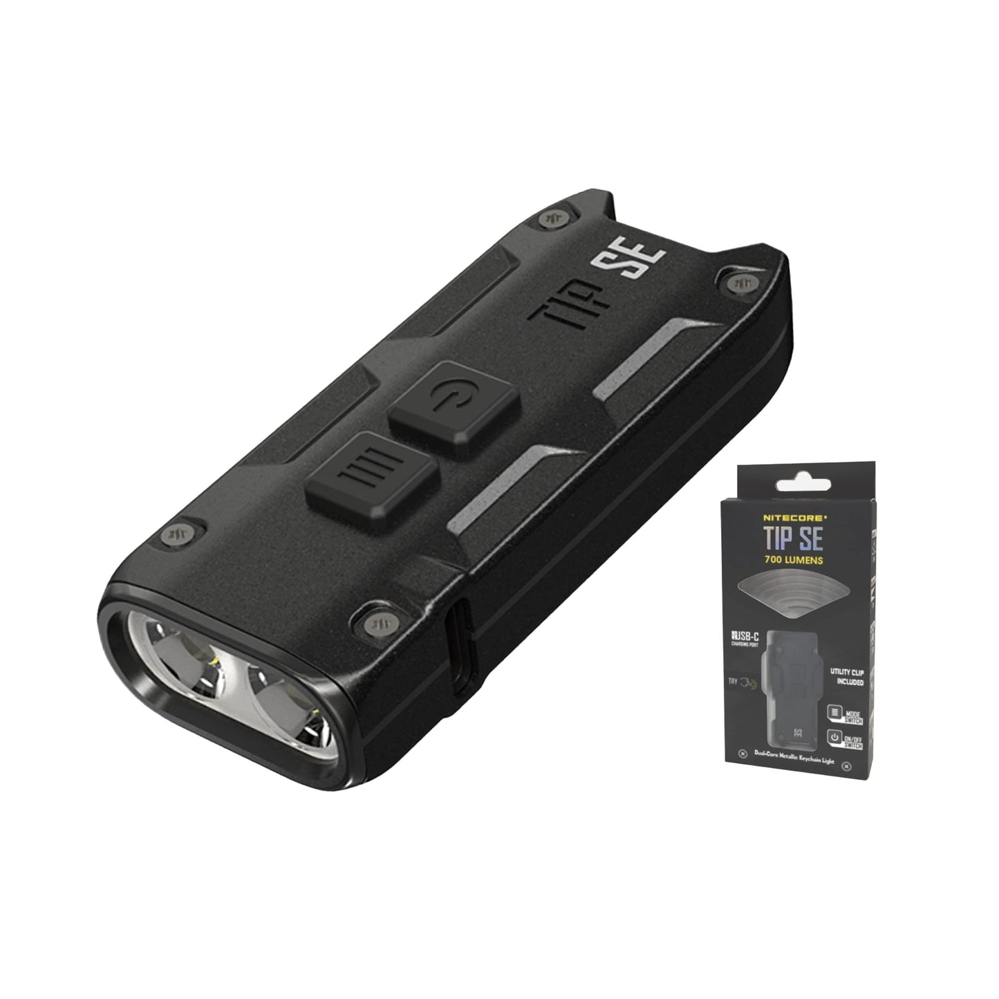 Nitecore TIP SE Mini Flashlight – 700 Lumens LED – Rechargeable USB C – Keychain Torch – Waterproof IP54 with 4 Modes 26g ([Black])