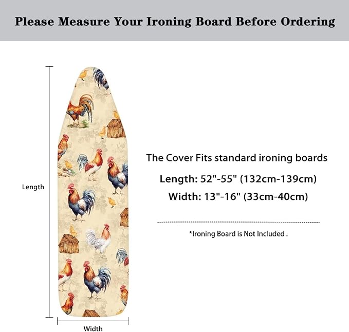 Rooster Ironing Board Cover Durable Thick Table Top Ironing Board Cover